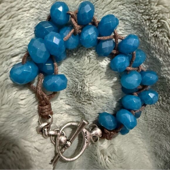 FOSSIL BRAIDED BLUE BEAD BRACELET WITH TOGGLE CLASP – 7.5” - Picture 16 of 17